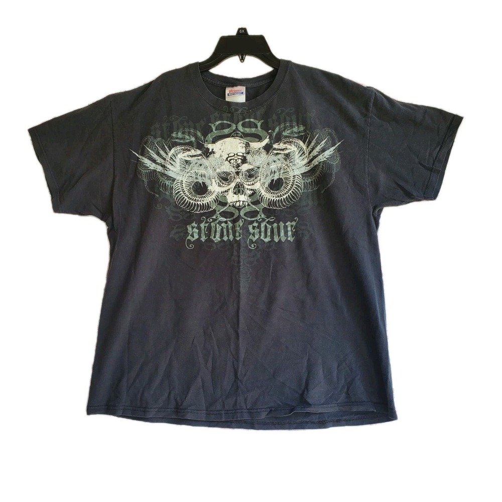 Vtg Stone Sour Band Shirt XL Black Skull Wings Graphic Tee Rock Metal Grunge Y2K